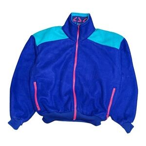 Vintage 90s Perspective Neon Aztec Boxy Cropped Track Jacket